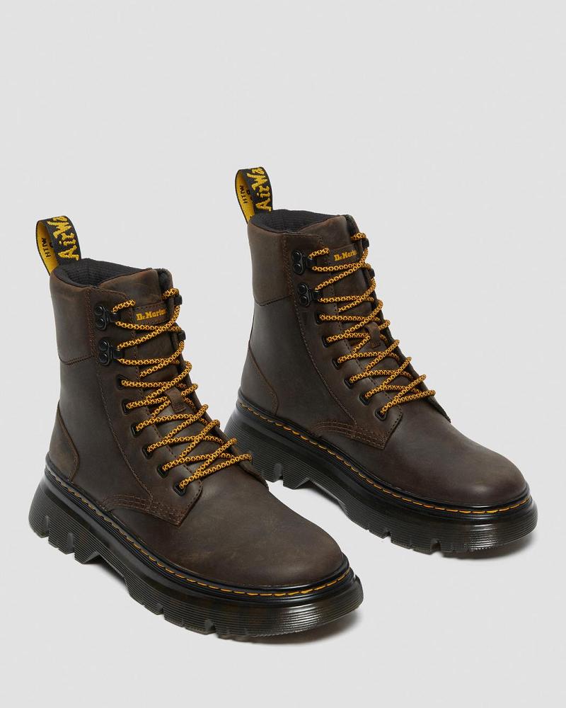 Dark / Brown Men's Dr Martens Tarik Crazy Horse Leather Utility Ankle Boots | CA 447ILH